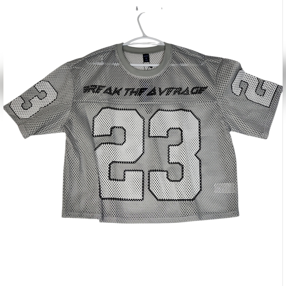 ROMWE Gray Mesh Jersey with Black Accents